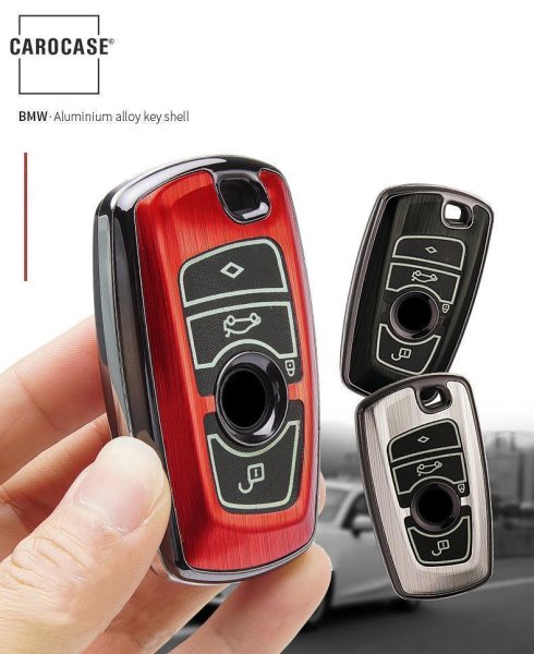 Hartschalen Schlüssel Cover passend für BMW Autoschlüssel mit Leuchtfunktion rot HEK19-B4-3