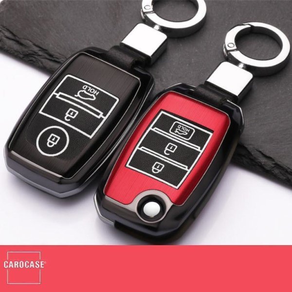 Hartschalen Schlüssel Cover passend für Kia Autoschlüssel mit Leuchtfunktion schwarz HEK19-K3-1