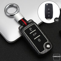 Aluminum key fob cover case fit for Volkswagen, Skoda, Seat V2 remote key black