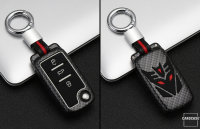 Aluminum key fob cover case fit for Volkswagen, Skoda, Seat V2 remote key blue