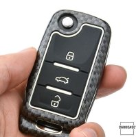 Coque de protection en Aluminium pour voiture Volkswagen, Skoda, Seat clé télécommande V2 bleu