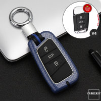 Aluminum key fob cover case fit for Volkswagen, Skoda, Seat V4 remote key white