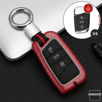 Aluminum key fob cover case fit for Volkswagen, Skoda, Seat V4 remote key white