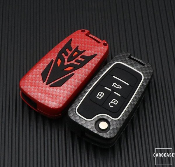 Aluminum key fob cover case fit for Opel OP6 remote key red