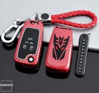 Aluminum key fob cover case fit for Opel OP6 remote key red