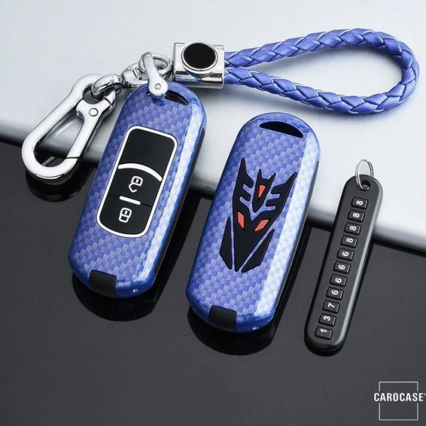 Nachleuchtende Schlüssel Cover passend für Mazda Autoschlüssel blau HEK20-MZ1-4