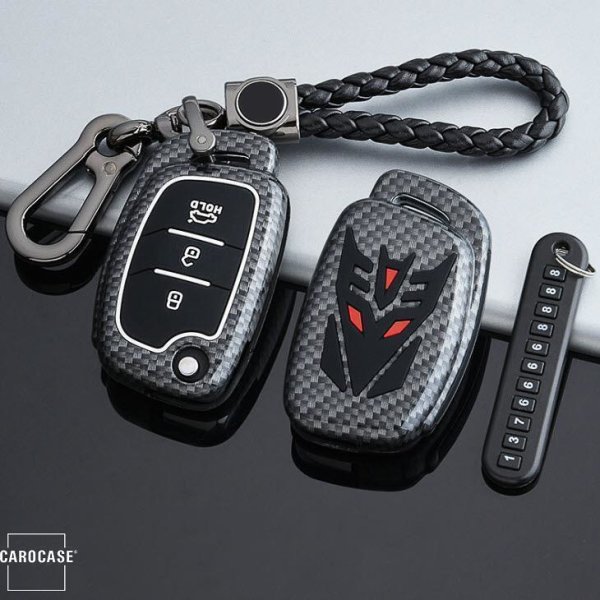 Nachleuchtende Schlüssel Cover passend für Hyundai Autoschlüssel schwarz HEK20-D7-1