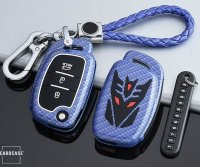 Aluminum key fob cover case fit for Hyundai D7 remote key blue