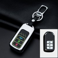 Alu Hartschalen Schlüssel Cover passend für Honda Autoschlüssel mit Leuchtfunktion champagner matt/braun HEK17-H12-30