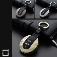 Premium Carbon-Look Aluminium, Aluminium-Zink Schlüssel Cover passend für MINI Schlüssel gold HEK32-MC3-16