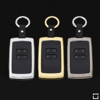 Premium Carbon-Look Aluminium, Aluminium-Zink Schlüssel Cover passend für Renault Schlüssel gold HEK32-R12-16
