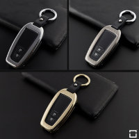 Premium Carbon-Look Aluminium, Aluminium-Zink Schlüssel Cover passend für Toyota Schlüssel gold HEK32-T6-O-16