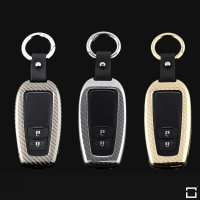 Premium Carbon-Look Aluminium, Aluminium-Zink Schlüssel Cover passend für Toyota Schlüssel gold HEK32-T6-O-16