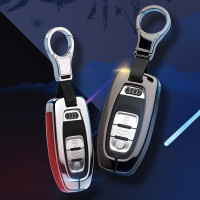 Aluminium, Leder Schlüssel Cover passend für Audi Schlüssel anthrazit/blau HEK15-AX4-32