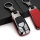 Aluminio, Cuero funda para llave de Audi AX6 antracita/rojo