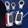 Aluminium, Leder Schlüssel Cover passend für Volkswagen, Audi, Skoda, Seat Schlüssel chrom/rot HEK15-V3-47