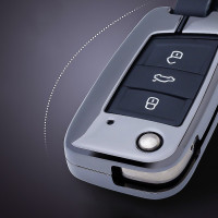 Cover Guscio / Copri-chiave Alluminio, Pelle compatibile con Volkswagen, Audi, Skoda, Seat V3, V3X antracite/rosso