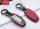 Aluminium, Leder Schlüssel Cover passend für Nissan Schlüssel chrom/rot HEK15-N5-47