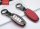 Aluminum, Leather key fob cover case fit for Nissan N5, N6, N7, N8, N9 remote key anthracite/red