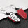 Cover Guscio / Copri-chiave Alluminio, Pelle compatibile con BMW B6, B7 cromo/rosso