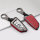 Aluminum, Leather key fob cover case fit for BMW B6, B7 remote key anthracite/red