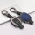 Aluminium, Leder Schlüssel Cover passend für Mercedes-Benz Schlüssel anthrazit/blau HEK15-M7-32