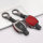 Aluminium, Leder Schlüssel Cover passend für Mercedes-Benz Schlüssel anthrazit/rot HEK15-M7-31
