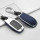Aluminum, Leather key fob cover case fit for Mercedes-Benz M9 remote key chrome/blue