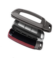 Cover Guscio / Copri-chiave Alluminio, Pelle compatibile con Hyundai D1, D2 cromo/rosso