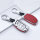 Aluminum, Leather key fob cover case fit for Hyundai D1, D2 remote key chrome/red