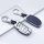 Aluminium, Leder Schlüssel Cover passend für Hyundai Schlüssel chrom/blau HEK15-D1-49