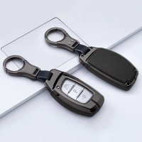 Aluminium, Leder Schlüssel Cover passend für Hyundai Schlüssel anthrazit/schwarz HEK15-D1-51