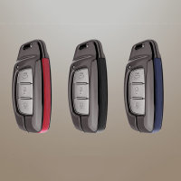 Cover Guscio / Copri-chiave Alluminio, Pelle compatibile con Hyundai D1, D2 antracite/nero