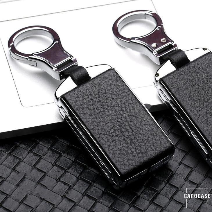 Capa de couro para chaves de carro Suzuki (tipo VL3) na cor preto | Carocase Premium Capa de chave de carro protetora de couro de luxe