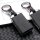 Aluminum, Leather key fob cover case fit for Volvo VL3 remote key chrome/black