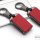 Aluminum, Leather key fob cover case fit for Volvo VL3 remote key anthracite/red