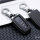 Aluminium, Leder Schlüssel Cover passend für Toyota Schlüssel chrom/schwarz HEK15-T5-29