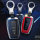 Aluminium, Leder Schlüssel Cover passend für Toyota Schlüssel chrom/blau HEK15-T5-49