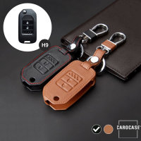 Leder Schlüssel Cover passend für Honda Schlüssel H9 schwarz