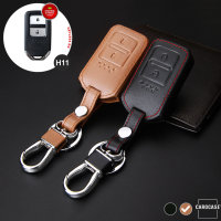 Leather key fob cover case fit for Honda H11 remote key brown