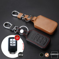 Leather key fob cover case fit for Honda H12 remote key brown