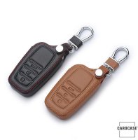 Leather key fob cover case fit for Toyota T4 remote key brown