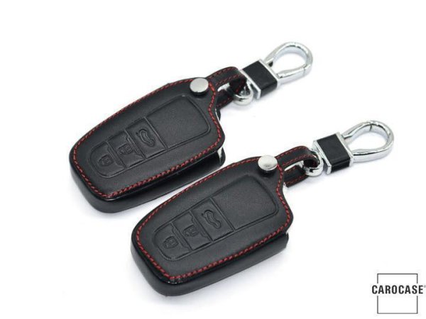 Leder Schlüssel Cover passend für Toyota Schlüssel T6 schwarz