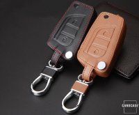 Leather key fob cover case fit for Toyota, Citroen, Peugeot T1 remote key brown