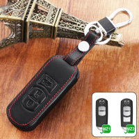 Leather key fob cover case fit for Mazda MZ2 remote key black