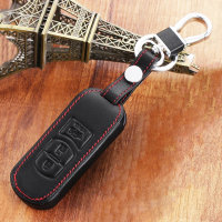 Premium Leder Schlüsselhülle / Schutzhülle (LEK1) passend für Mazda Schlüssel inkl. Karabiner - schwarz