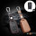 Leather key fob cover case fit for Opel OP5 remote key brown