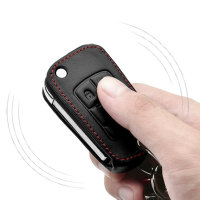 Leather key fob cover case fit for Opel OP6 remote key black