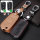 Leather key fob cover case fit for Hyundai, Kia D5X remote key brown