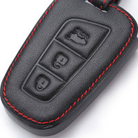 Leder Schlüssel Cover passend für Hyundai Schlüssel D4 schwarz